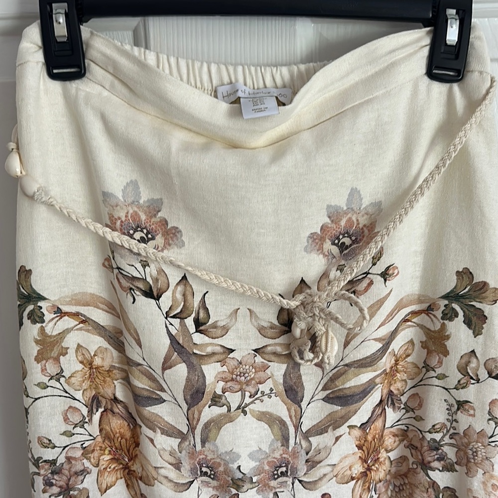 House of Harlow Floral Pink and Cream linen Skirt size XS - Picture 6 of 6